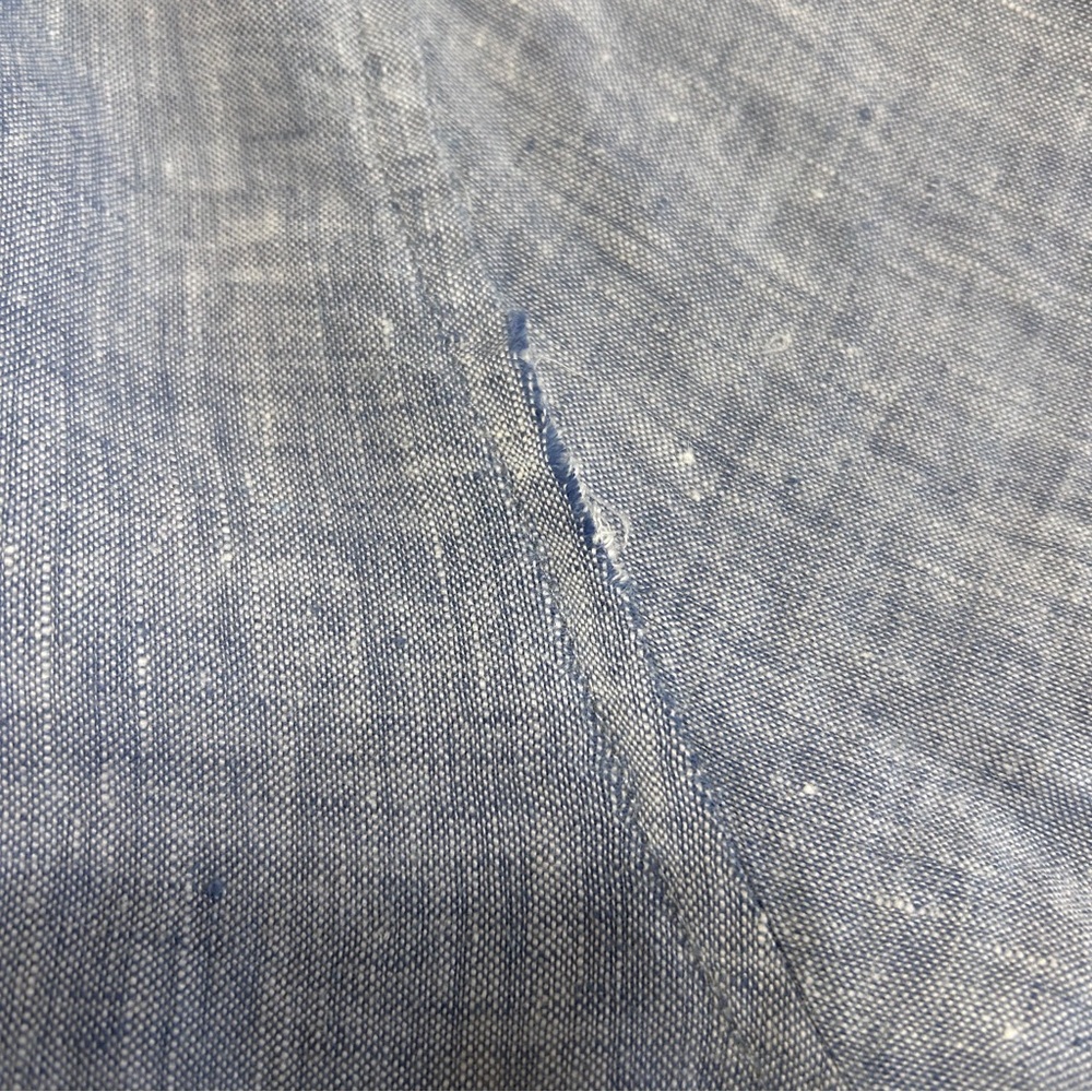 Perry Ellis Men Large Linen Blue Short Sleeve Button Up Casual Dress Shirt Large - Picture 7 of 7